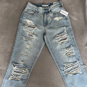 Distressed mom jeans